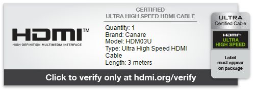 Canare HDM03U Ultra High Speed HDMI